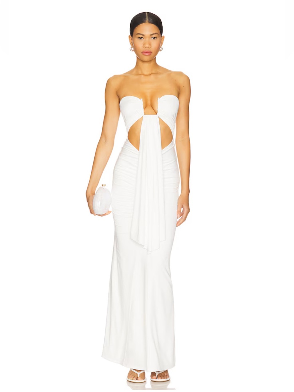 superdown White Strapless Cutout Column Gown
